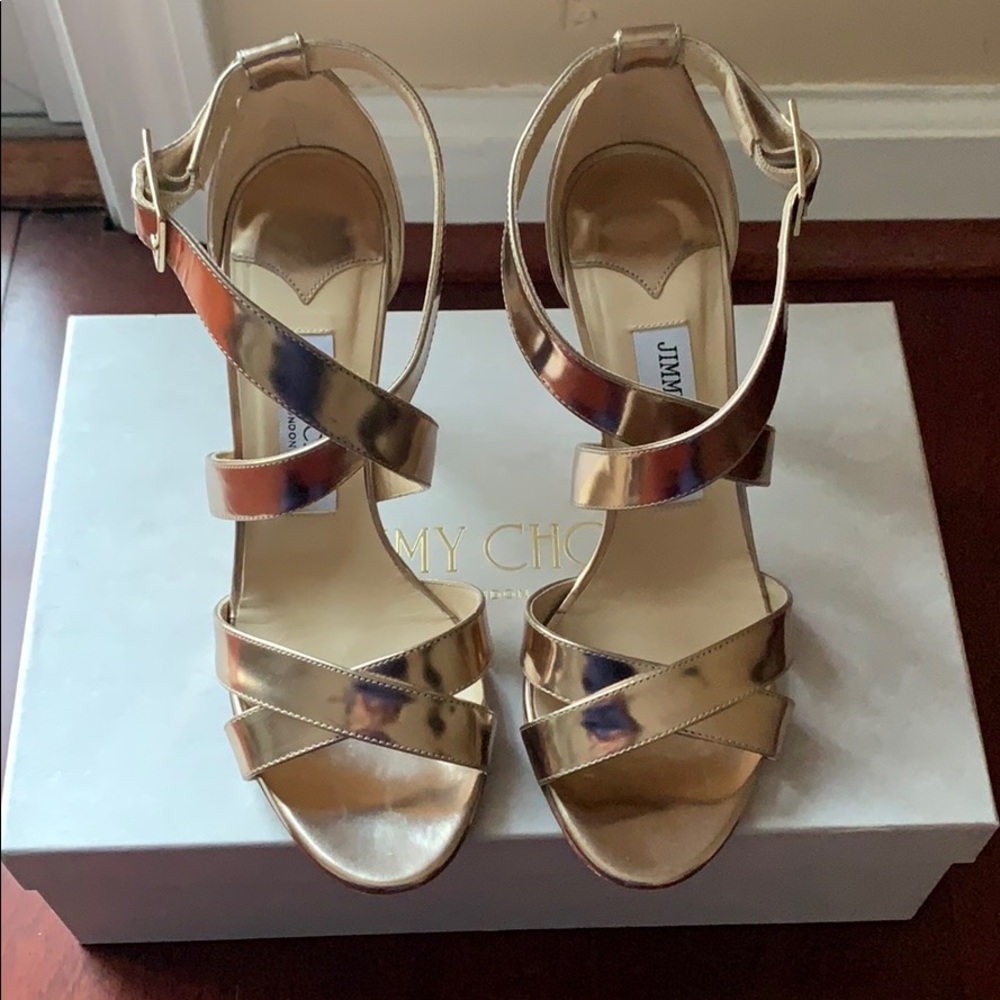 💯 authentic Jimmy Choo golden women sandals